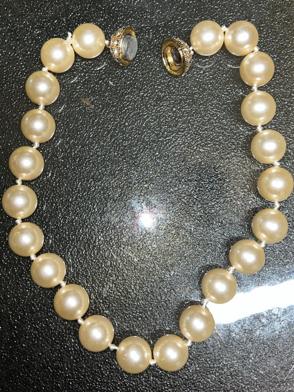 Classic Cream Pearl Necklace with Gold Clasp